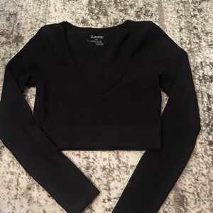 Garage Black Long Sleeve Crop Top